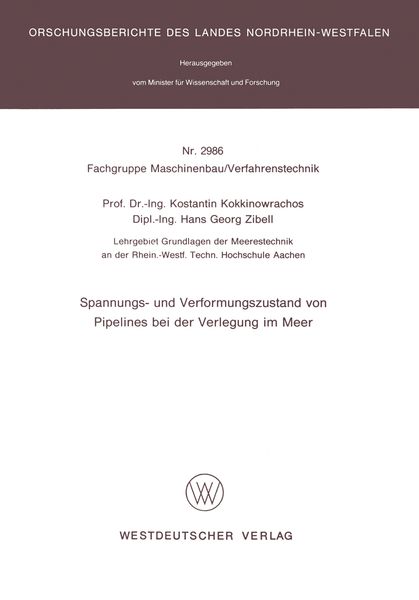 Produktbild: Spannungs- und Verformungszustand von Pipelines bei der Verlegung im Meer