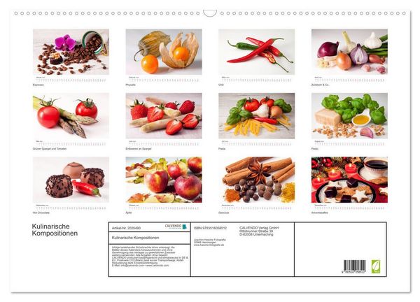 Produktbild: Kulinarische Kompositionen (Wandkalender 2026 DIN A2 quer), CALVENDO Monatskalender