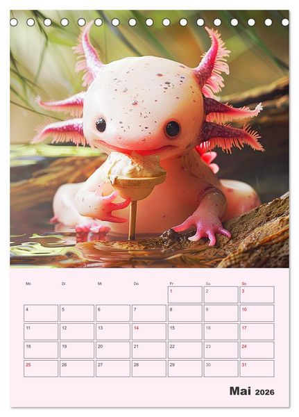 Produktbild: Axolotl. Lustiger Schwanzlurch mit Superkr&auml;ften (Tischkalender 2026 DIN A5 hoch), CALVENDO Monatskalender