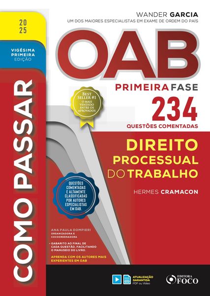 Produktbild: Como passar OAB primeira fase - 234 quest&otilde;es comentadas - Direito processual do trabalho