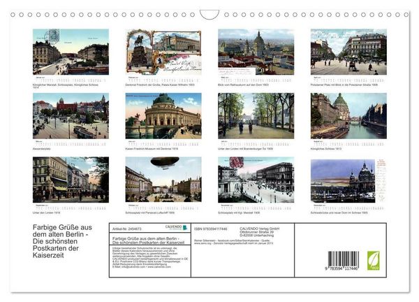 Produktbild: Farbige Gr&uuml;&szlig;e aus dem alten Berlin - Die sch&ouml;nsten Postkarten der Kaiserzeit (Wandkalender 2027 DIN A3 quer), CALVENDO Monatskalender