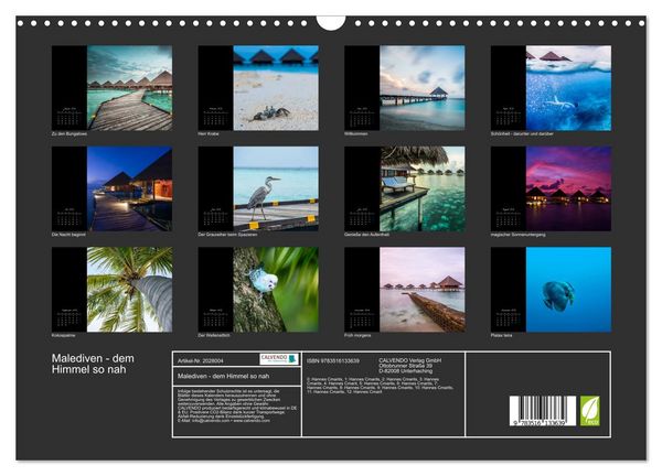 Produktbild: Malediven - dem Himmel so nah (Wandkalender 2026 DIN A3 quer), CALVENDO Monatskalender