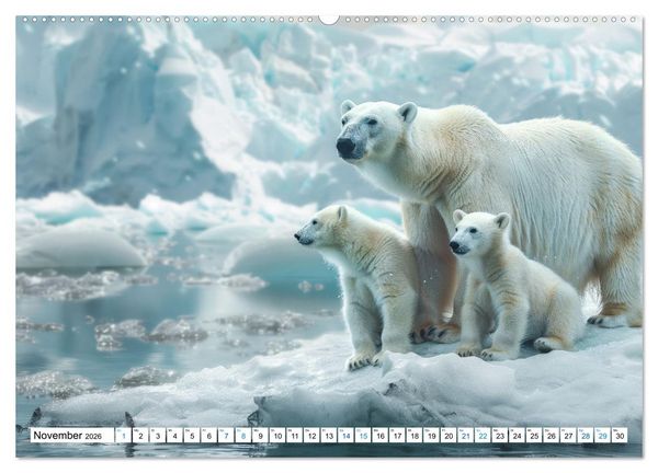 Produktbild: Wei&szlig;e W&auml;chter des Nordens: Ein Jahr im Reich der Eisb&auml;ren (Wandkalender 2026 DIN A2 quer), CALVENDO Monatskalender