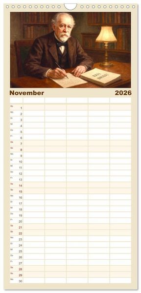Produktbild: Familienplaner 2026 - Theodor Fontane mit 5 Spalten (Wandkalender, 21 x 45 cm) CALVENDO