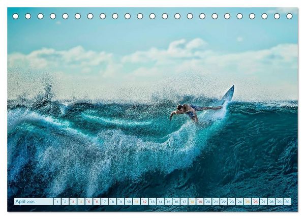 Produktbild: Surfen - Wasser, Wind und coole Typen (Tischkalender 2026 DIN A5 quer), CALVENDO Monatskalender