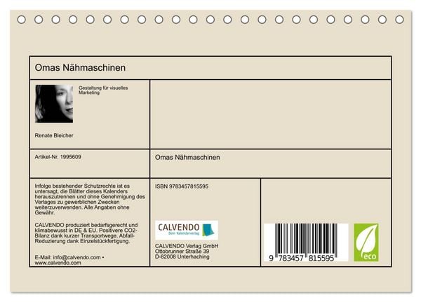 Produktbild: Omas N&auml;hmaschinen (Tischkalender 2026 DIN A5 quer), CALVENDO Monatskalender