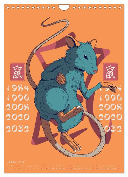 Produktbild: Chinese Astrology Zodiac Signs (Wall Calendar 2026 DIN A4 portrait), CALVENDO 12 Month Wall Calendar