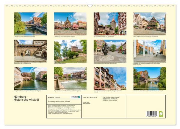 Produktbild: N&uuml;rnberg - Historische Altstadt (Wandkalender 2026 DIN A2 quer), CALVENDO Monatskalender