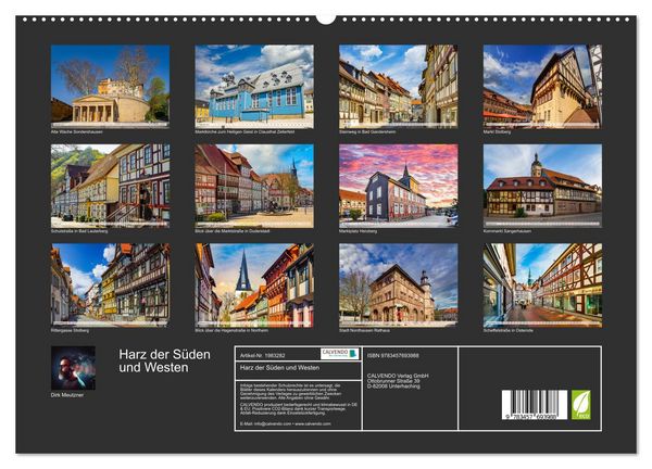 Produktbild: Harz der S&uuml;den und Westen (hochwertiger Premium Wandkalender 2026 DIN A2 quer), Kunstdruck in Hochglanz