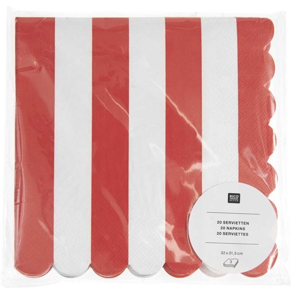 Produktbild: Servietten Streifen, Rot/Wei&szlig;,