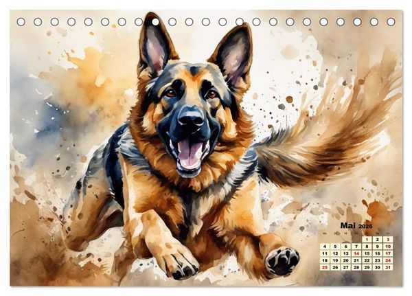 Produktbild: Deutsche Sch&auml;ferhunde - Klassiker rund um den Globus (Tischkalender 2026 DIN A5 quer), CALVENDO Monatskalender