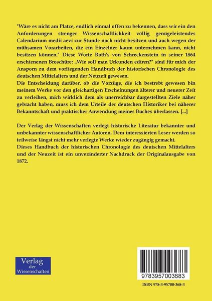 Produktbild: Handbuch der historischen Chronologie des deutschen Mittelalters und der Neuzeit