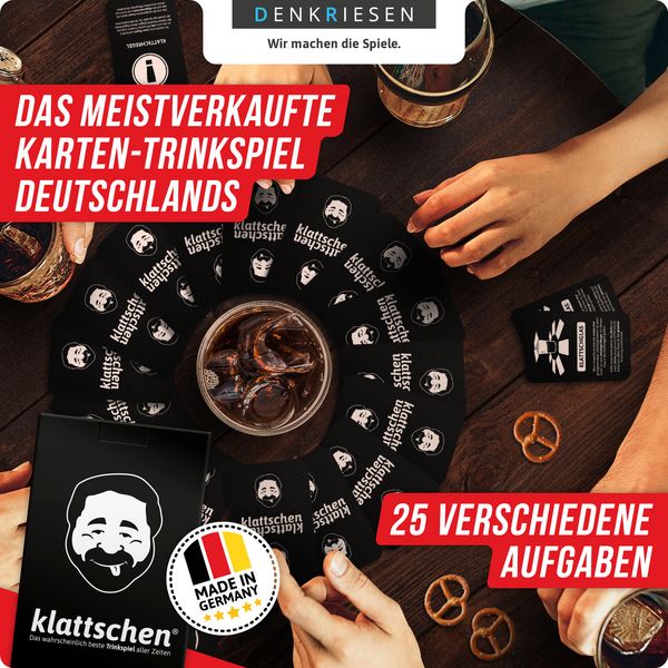 Produktbild: DENKRIESEN - klattschen&reg; - Trinkspiel - SPIELKARTENKARTON "Das wahrscheinlich beste Trinkspiel aller Zeiten"