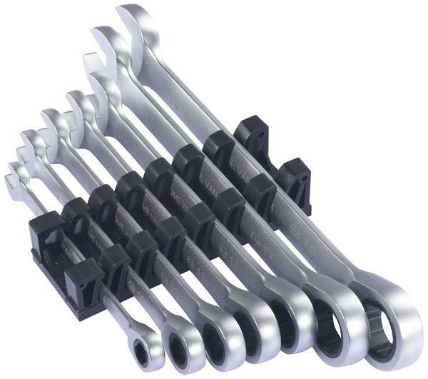 Produktbild: TOOLCRAFT TO-9626412 Ratschen-Einringschl&uuml;ssel-Satz 7teilig Schl&uuml;sselweite (Metrisch) 8 - 19 mm DIN 3113