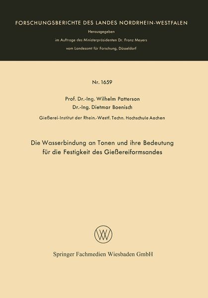 Produktbild: Die Wasserbindung an Tonen und ihre Bedeutung f&uuml;r die Festigkeit des Gie&szlig;ereiformsandes
