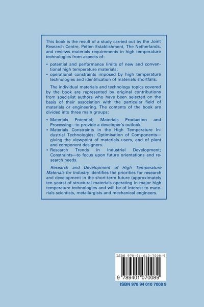 Produktbild: Research and Development of High Temperature Materials for Industry