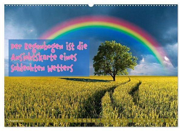 Produktbild: Regenmomente &ndash; Spr&uuml;che f&uuml;r graue Tage (hochwertiger Premium Wandkalender 2026 DIN A2 quer), Kunstdruck in Hochglanz
