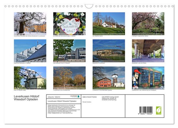 Produktbild: Leverkusen Hitdorf Wiesdorf Opladen (Wandkalender 2026 DIN A3 quer), CALVENDO Monatskalender