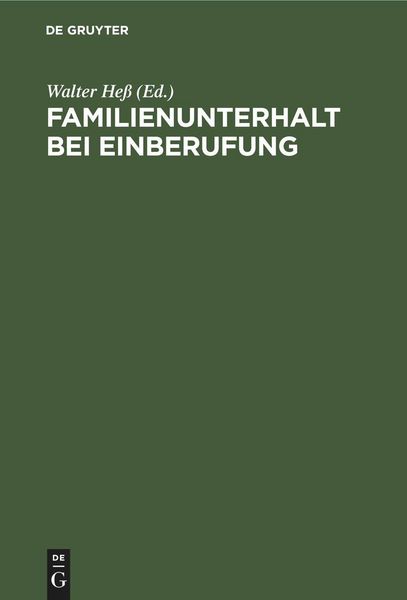 Produktbild: Familienunterhalt bei Einberufung