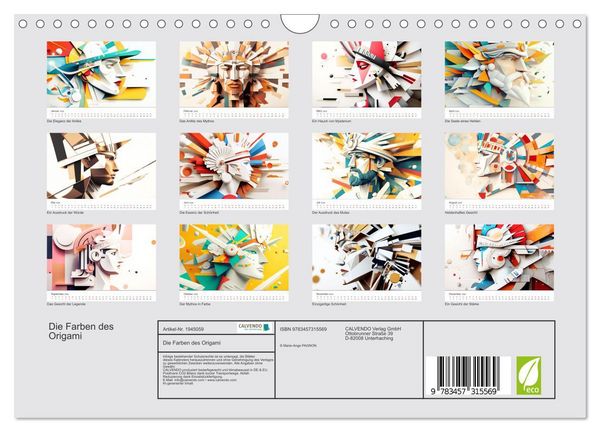 Produktbild: Die Farben des Origami (Wandkalender 2026 DIN A4 quer), CALVENDO Monatskalender