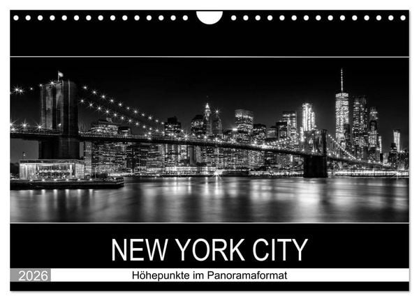 NEW YORK CITY Höhepunkte im Panoramaformat (Wandkalender 2026 DIN A4 quer), CALVENDO Monatskalender