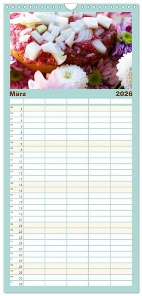 Produktbild: Familienplaner 2026 - Mettkalender - Spread some more Mett mit 5 Spalten (Wandkalender, 21 x 45 cm) CALVENDO