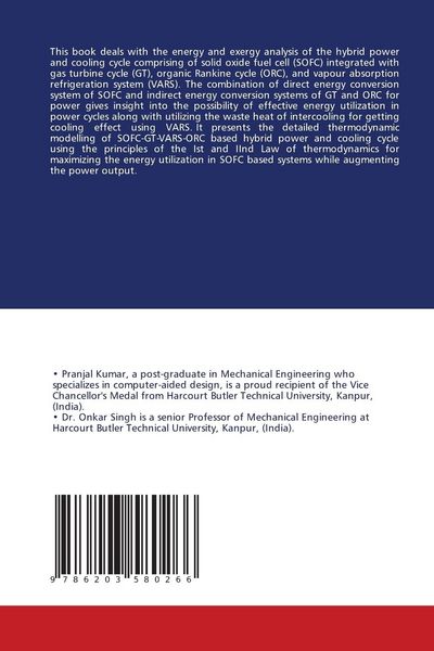 Produktbild: Energy-Exergy Analysis of SOFC based hybrid power and cooling cycle