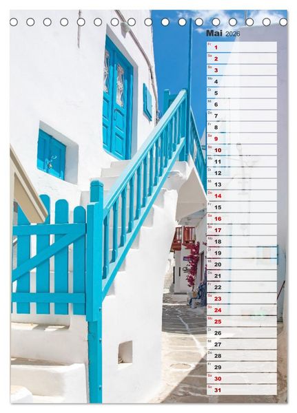 Produktbild: Bunte Treppen auf Mykonos - Reiseplaner (Tischkalender 2026 DIN A5 hoch), CALVENDO Monatskalender