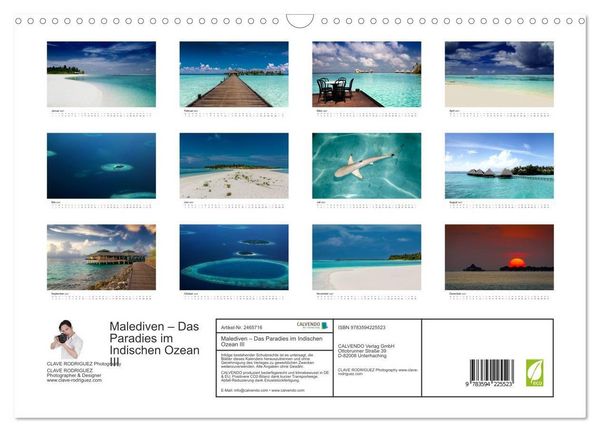 Produktbild: Malediven &ndash; Das Paradies im Indischen Ozean III (Wandkalender 2027 DIN A3 quer), CALVENDO Monatskalender