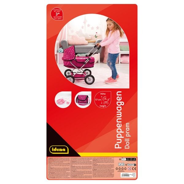 Produktbild: Idena Puppenwagen Smarty mit Tasche und Korb 58x37,5x57cm