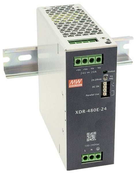 Produktbild: MEAN WELL MW XDR-480E-24 Hutschienen-Netzteil (DIN-Rail) 24V 20A 480W Inhalt 1St.