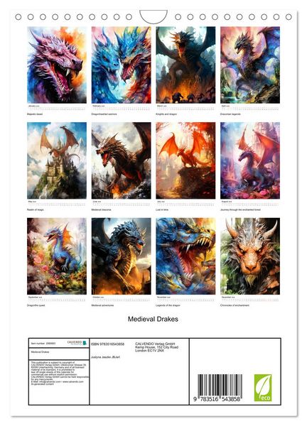 Produktbild: Medieval Drakes (Wall Calendar 2026 DIN A4 portrait), CALVENDO 12 Month Wall Calendar