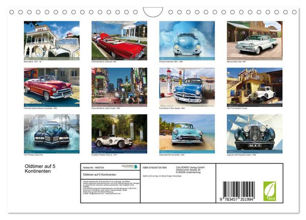 Produktbild: Oldtimer auf 5 Kontinenten (Wandkalender 2026 DIN A4 quer), CALVENDO Monatskalender