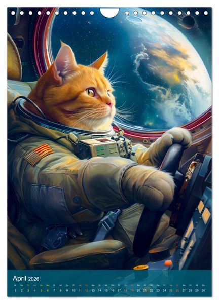 Produktbild: Katzen im All - Katzenastronauten im Kosmos (Wandkalender 2026 DIN A4 hoch), CALVENDO Monatskalender