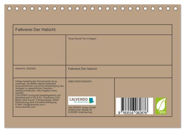Produktbild: Falknerei Der Habicht (Tischkalender 2026 DIN A5 quer), CALVENDO Monatskalender