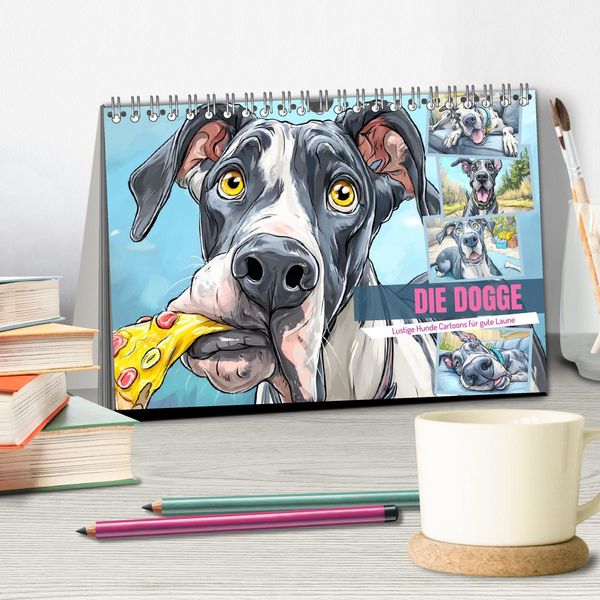 Produktbild: Die Dogge. Lustige Hunde Cartoons f&uuml;r gute Laune (Tischkalender 2026 DIN A5 quer), CALVENDO Monatskalender