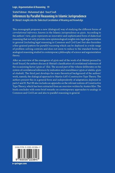 Produktbild: Inferences by Parallel Reasoning in Islamic Jurisprudence