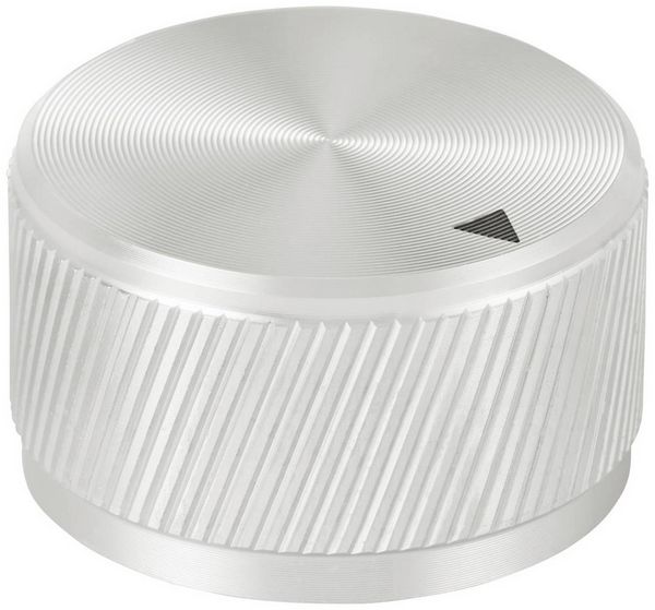 Produktbild: TRU COMPONENTS TC-11613820 Drehknopf mit Knopfmarkierung Silber (&Oslash; x H) 30 mm x 17 mm Aluminium 1 St.