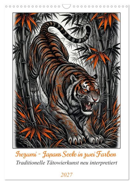 Produktbild: Irezumi - Japans Seele in zwei Farben (Wandkalender 2027 DIN A3 hoch), CALVENDO Monatskalender
