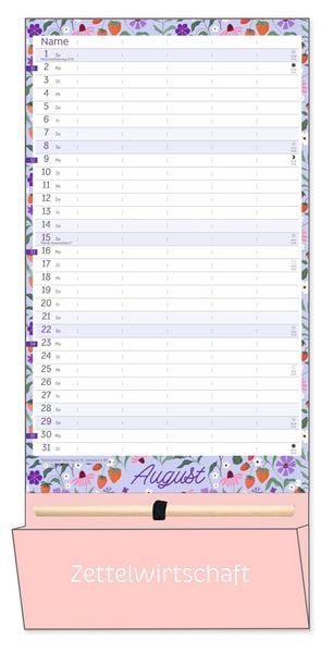 Produktbild: Deko-Familienplaner mit Tasche Flower Time 2027