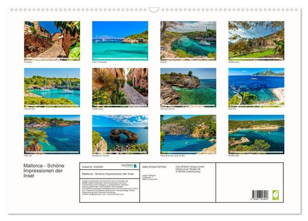 Produktbild: Mallorca - Sch&ouml;ne Impressionen der Insel (Wandkalender 2026 DIN A2 quer), CALVENDO Monatskalender