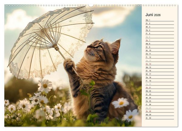 Produktbild: Katzen schaffen Kunst (hochwertiger Premium Wandkalender 2026 DIN A2 quer), Kunstdruck in Hochglanz
