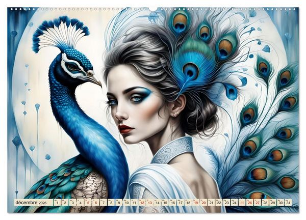 Produktbild: Les murmures des paons (Calendrier mural 2026 DIN A2 vertical), CALVENDO calendrier mensuel