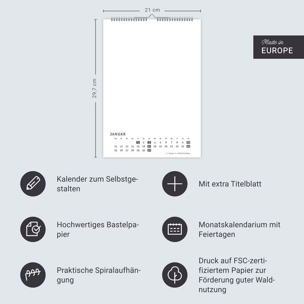 Produktbild: Premium-Bastelkalender wei&szlig; A4 2027