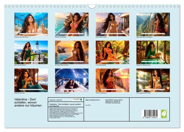 Produktbild: Valentina - Dort schlafen, wovon andere nur tr&auml;umen (Wandkalender 2027 DIN A3 quer), CALVENDO Monatskalender