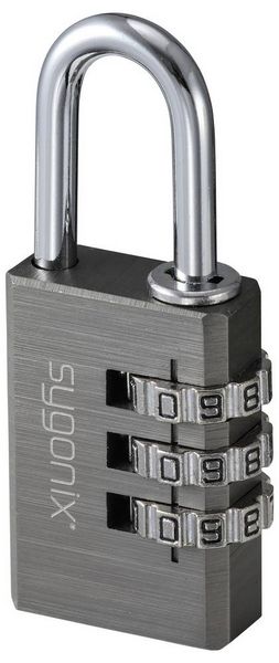 Produktbild: Sygonix SY-6932310 Vorh&auml;ngeschloss 30mm 3-Digit Titan-Grau Zahlenschloss