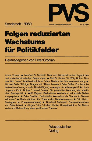 Produktbild: Folgen reduzierten Wachstums f&uuml;r Politikfelder