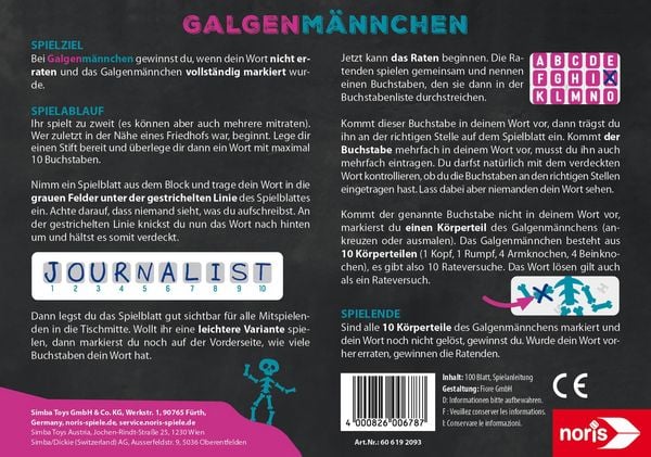 Produktbild: Galgenm&auml;nnchen - Spielblock