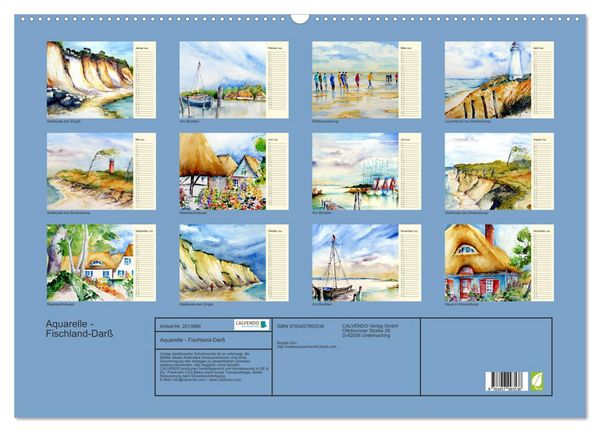 Produktbild: Aquarelle - Fischland-Dar&szlig; (Wandkalender 2026 DIN A2 quer), CALVENDO Monatskalender