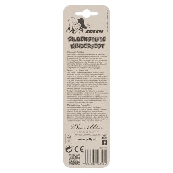 Produktbild: JOLLY Buntstifte Supersticks Silbenstift Rot-Blau, Kinderfest, 2er Set
